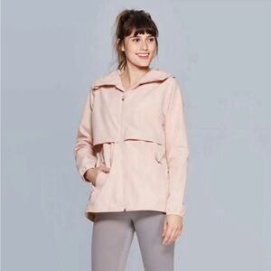 C9 by Champion Long Length Layered Hooded Windbreaker / Rain Jacket in Pink